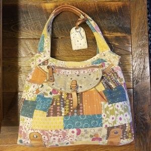 Fossil Modern Vintage Patchwork Canvas Satchel ⭐️